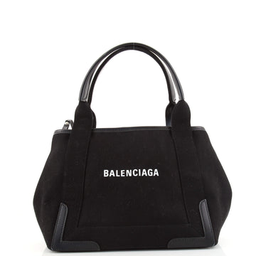 Balenciaga Navy Cabas Canvas with Leather Small