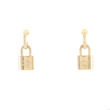 Chanel CC Padlock Hoop Earrings Metal