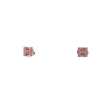 Hermes Cage d'H Stud Earrings Plated Metal with Enamel