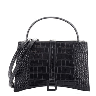 Balenciaga Hourglass East West Tote Crocodile Embossed Leather Small