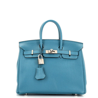Hermes Birkin Handbag Blue Togo with Palladium Hardware 25