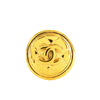 Chanel Vintage CC Round Brooch Quilted Metal