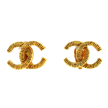 Chanel Vintage CC Stud Earrings Metal Large