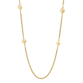 Christian Dior Vintage CD Station Long Necklace Metal with Crystals