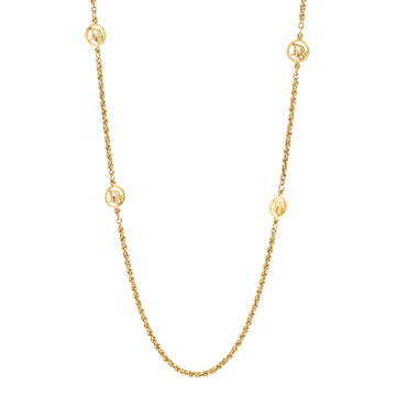 Christian Dior Vintage CD Station Long Necklace Metal with Crystals