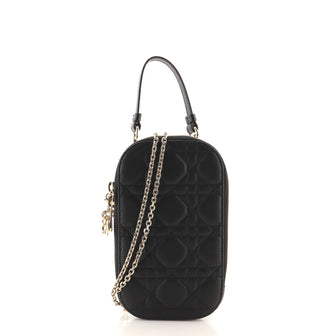 Christian Dior Lady Dior Phone Holder on Chain Cannage Quilt Lambskin