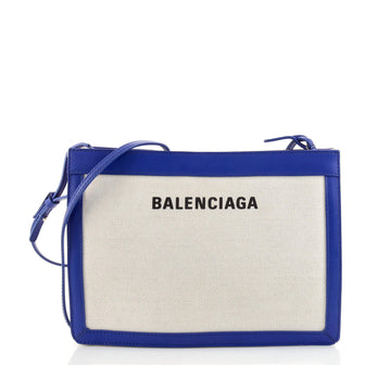 Balenciaga Navy Pochette Canvas and Leather Small