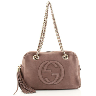 Gucci Soho Chain Zip Shoulder Bag Nubuck Small