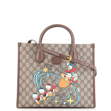 Gucci Disney Donald Duck Convertible Tote Printed GG Coated Canvas Medium