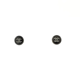 Chanel CC Round Stud Earrings Metal with Crystals and Resin Small