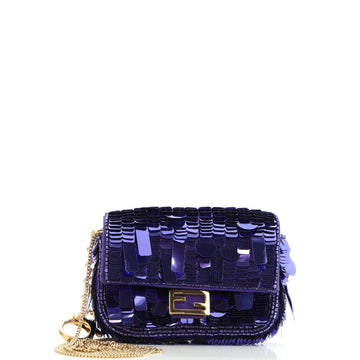 Fendi Chain Baguette Charm Bag Sequins Nano