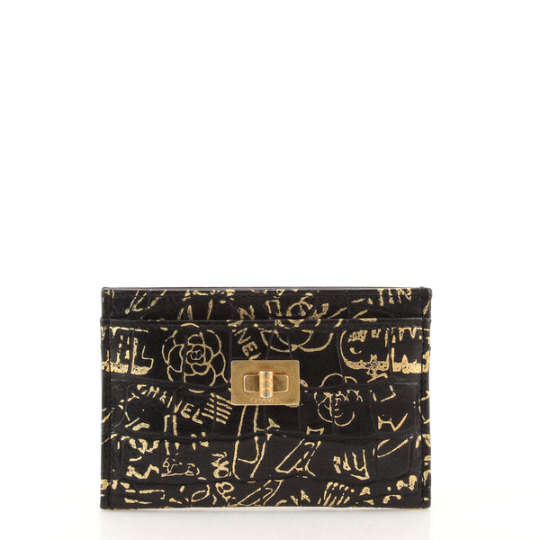 Chanel Reissue Card Holder Graffiti Crocodile Embossed Calfskin 135487