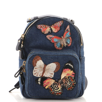 Valentino Backpack Denim with Butterfly Applique Mini