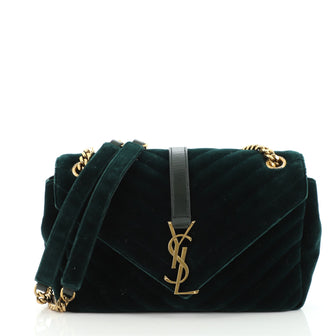 Saint Laurent Classic Monogram Envelope Satchel Matelasse Chevron Velvet Medium
