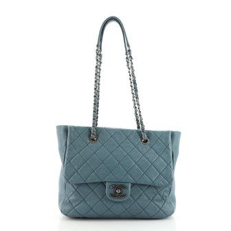 Chanel Front Flap Shopping Tote Quilted Washed Lambskin Large