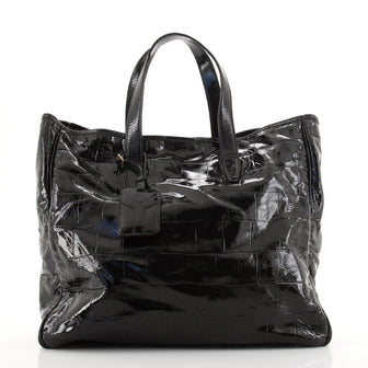 Saint Laurent Raspail Tote Crocodile Embossed Mirror Leather Medium