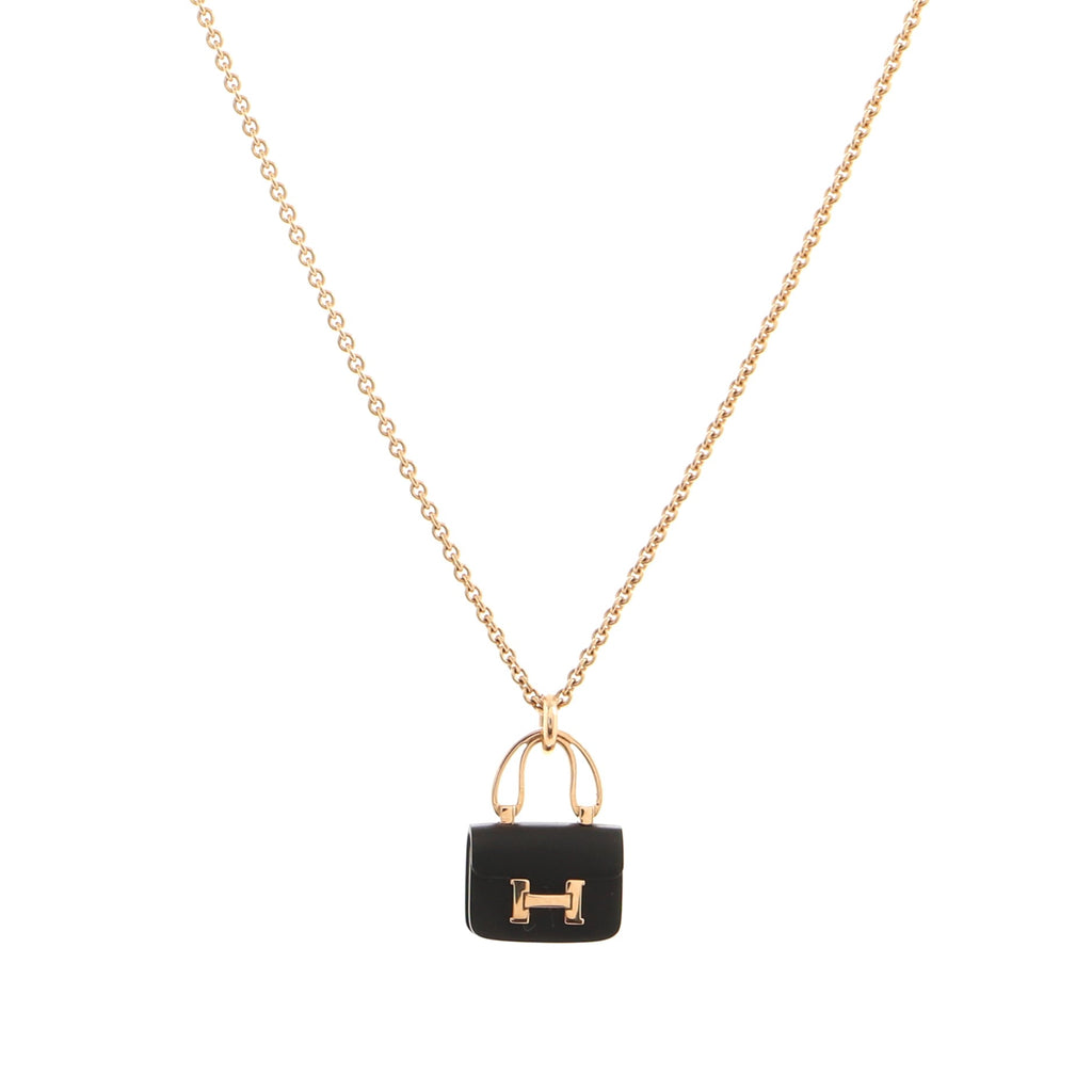 Hermes Amulettes Constance Pendant NM Necklace 18K Rose Gold with