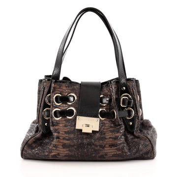 Jimmy Choo Riki Hobo Lizard Embossed Patent