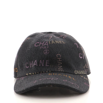 Chanel Denim Mood Baseball Cap Logo Printed Denim