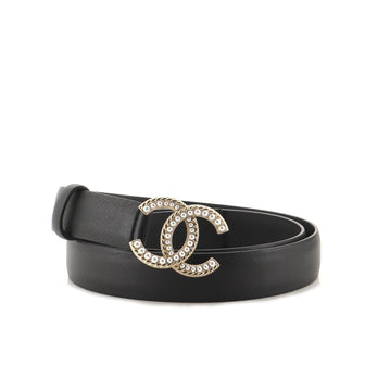 Chanel CC Buckle Belt Leather with Metal and Faux Pearls Thin