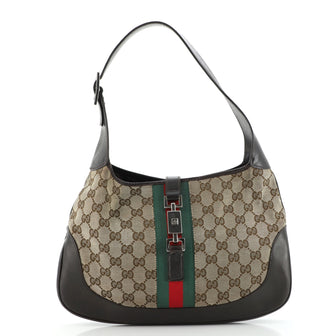 Gucci Web Jackie O Hobo GG Canvas Medium