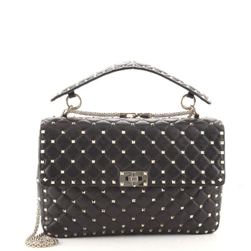 Valentino Rockstud Spike Flap Bag Quilted Leather Large