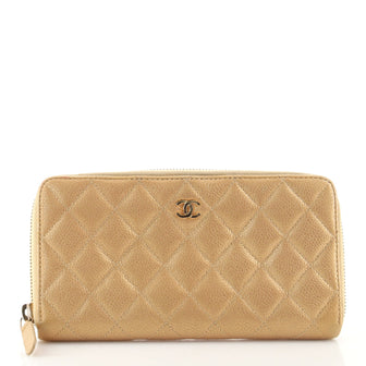 Chanel Zip Around Wallet Quilted Caviar Long