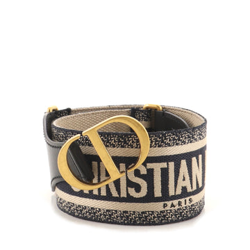 Christian Dior Logo Belt Embroidered Canvas Extra Wide