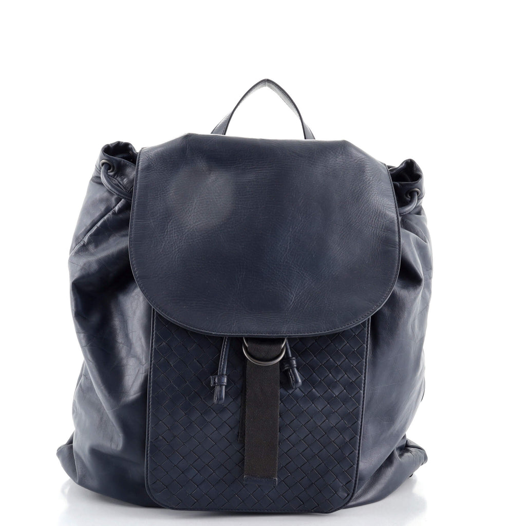 Bottega Veneta Backpack Leather with Intrecciato Large Blue  display picture 1