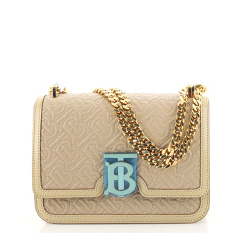 Burberry TB Flap Chain Bag Monogram Embossed Leather Small