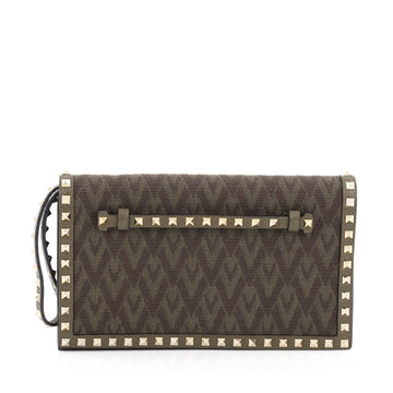 Valentino Rockstud Flap Clutch Studded Monogram Canvas