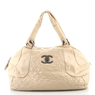 Chanel Coco Rider Bowler Bag Quilted Aged Calfskin Large