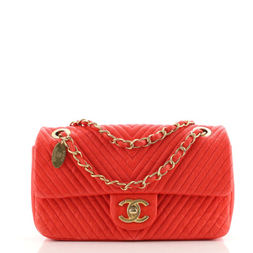Chanel Medallion Charm Flap Bag Chevron Wrinkled Lambskin Small
