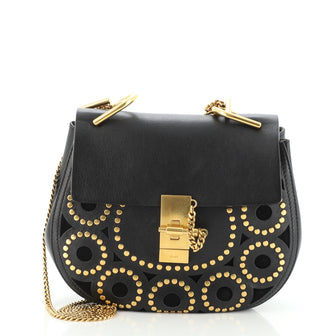 Chloe Drew Crossbody Bag Studded Laser Cut Leather Small