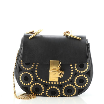 Chloe Drew Crossbody Bag Studded Laser Cut Leather Small