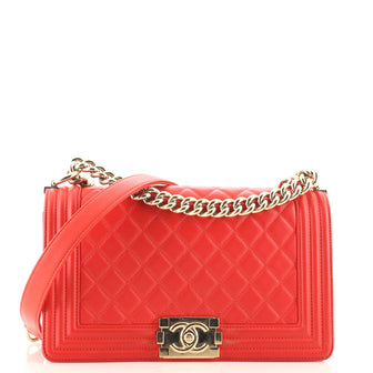 Chanel Boy Flap Bag Quilted Lambskin Old Medium