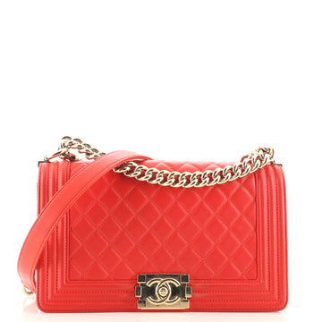 Chanel Boy Flap Bag Quilted Lambskin Old Medium
