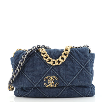 Chanel 19 Flap Bag Quilted Denim Large