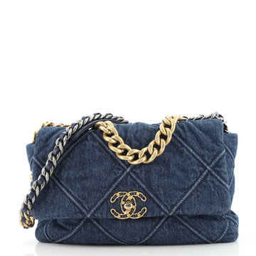 Chanel 19 Flap Bag Quilted Denim Large