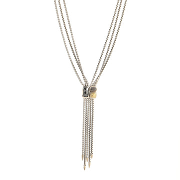 David Yurman Confetti Drop Lavalier Necklace Sterling Silver with 18K Yellow Gold, Black Diamonds and Hematite