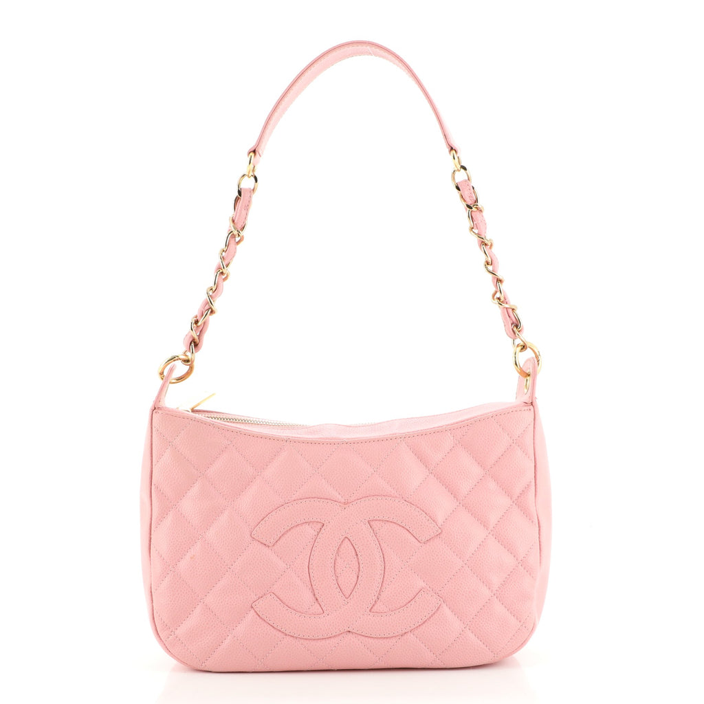 Chanel Timeless CC Chain Shoulder Bag Quilted Caviar Medium Pink 1358142