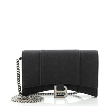 Balenciaga Hourglass Chain Wallet Glitter Leather