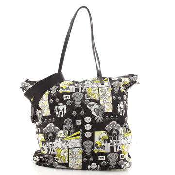 Prada Zip Tote Printed Tessuto Medium