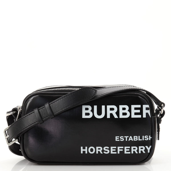 Burberry Mini Horseferry Print Coated Canvas Camera Bag in Black