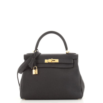 Hermes Kelly Handbag Black Togo with Gold Hardware 28