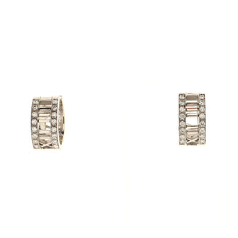 Tiffany & Co. Atlas Hoop Earrings 18K White Gold with Diamonds Large