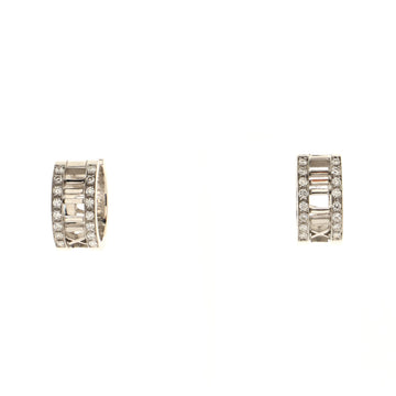 Tiffany & Co. Atlas Hoop Earrings 18K White Gold with Diamonds Large