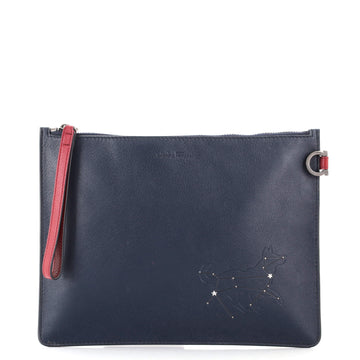 Salvatore Ferragamo Gancio Dog Zipped Pouch Leather with Studded Detail Medium