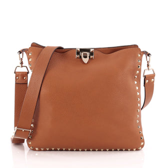 Valentino Rockstud Flip Lock Messenger Bag Leather Medium
