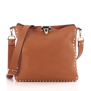 Valentino Rockstud Flip Lock Messenger Bag Leather Medium